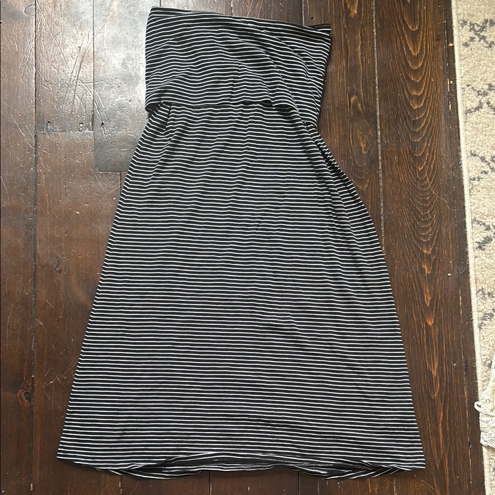 Roxy Black and White Striped Maxi Skirt